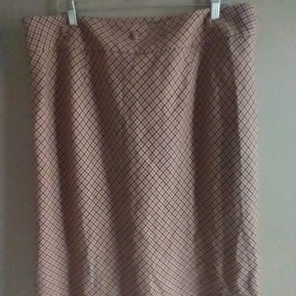 Talbots Vintage Women Plus Skirt 16 Wool Bland Orange Brown Siren Office Preppy - Picture 2 of 10